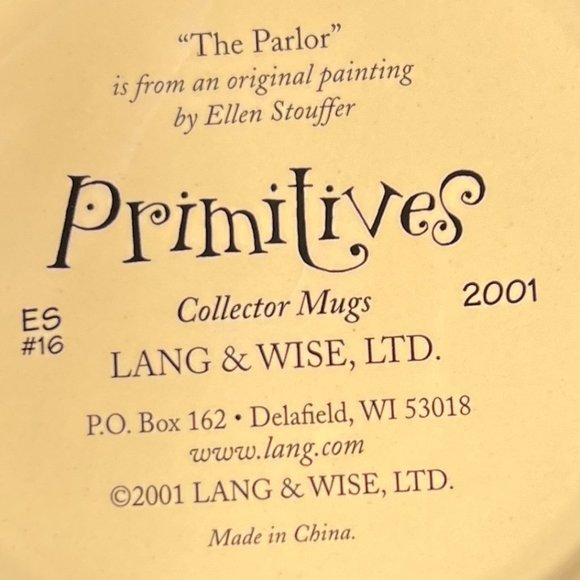 LANG & WISE Primitives Collector Mug “The Parlor” w/ Artwork by Ellen Stouffer - Picture 6 of 6